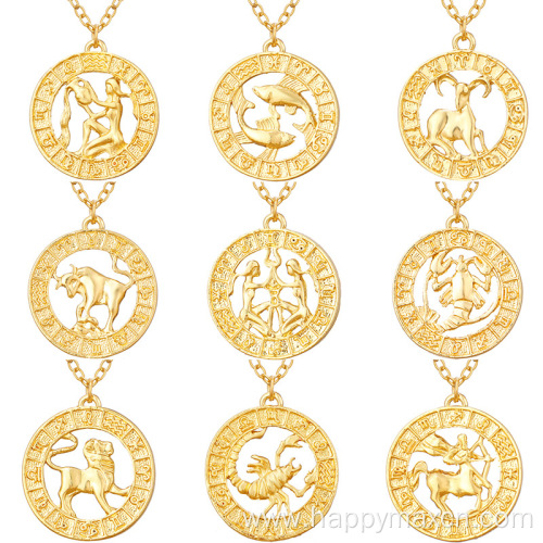 2022 New Arrivals Fashion Simple Gold Zodiac Necklace